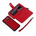 Samsung Galaxy S6 Edge Plus - 2 in 1 PU Leather Flip Zipper Wallet Protective Cover Case with Wrist Strap - Red